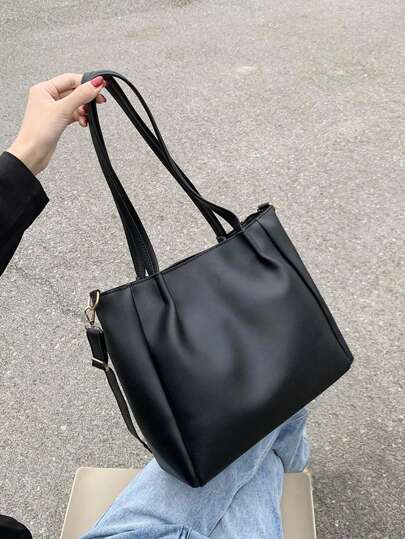 簡約單肩托特包，大容量托特包，適合青少年女孩女大學生、菜鳥和白領，非常適合辦公室、工作、商務、通勤 最佳女士工作包