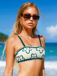 Bikinx Top bikini con estampado floral unido en contraste - Multicolor - Ver 3