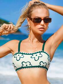 Bikinx Top bikini con estampado floral unido en contraste - Multicolor - Ver 4