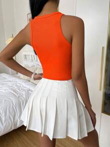 Muchica Solid Rib-knit Tank Top - Orange - View 2
