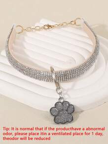 1件时尚优雅的宠物爪印水钻吊坠项链，适合宠物猫和小型犬作为居家和户外配饰（不适合大型犬）。 - 銀色 - 查看 9