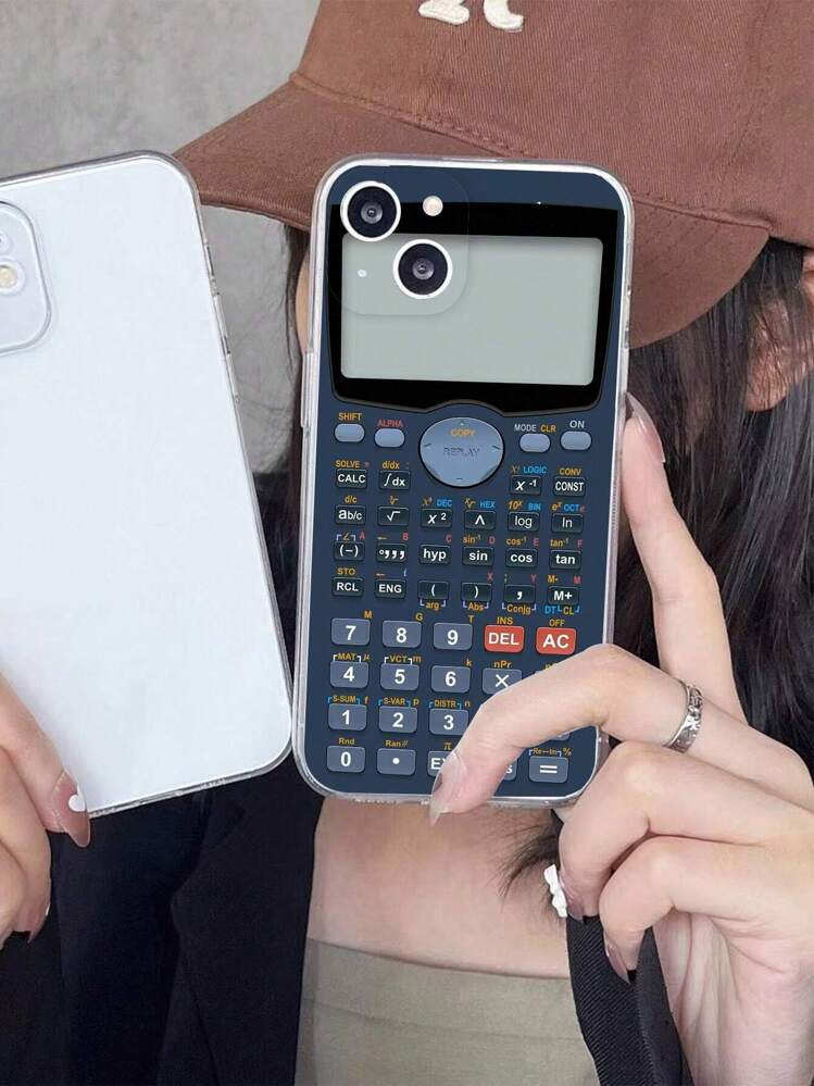 Funda de teléfono con patrón de calculadora divertida compatible con iPhone15/15Plus/15Pro/15Promax - Multicolor - Añade 2