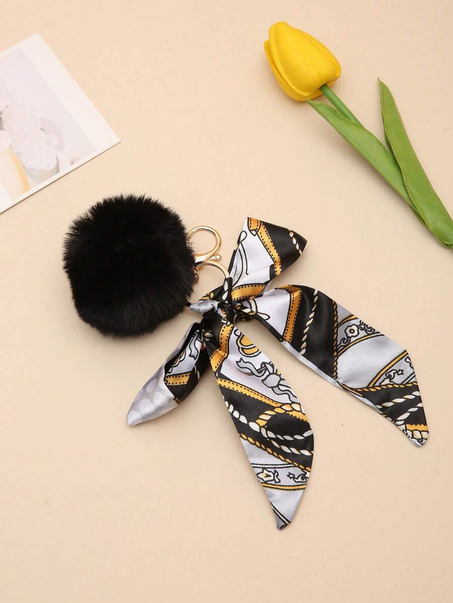 DIY Fluffy Pompom Keychain Bag Charm - Multicolor - View 1