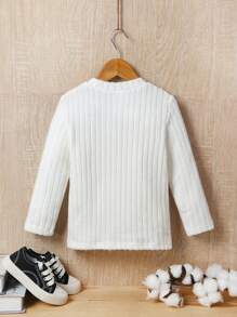 SHEIN 小男童字母補丁細節T恤 - 白色 - 查看 2