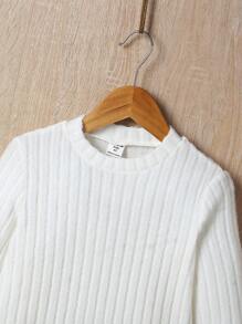 SHEIN 小男童字母補丁細節T恤 - 白色 - 查看 6