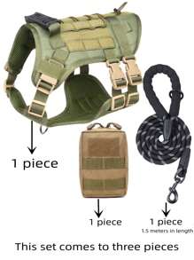 1pc Polyamide Pet Leash & Harness & Bag Set For Dog For Outdoor - Army Green - View 5