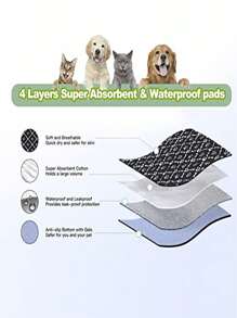 1入組骨和爪子圖案防水和防滑寵物箱墊適用於狗狗和貓適用於睡眠 - 黑色 - 查看 3