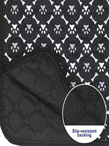 1入組骨和爪子圖案防水和防滑寵物箱墊適用於狗狗和貓適用於睡眠 - 黑色 - 查看 6