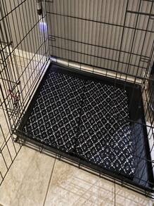 1入組骨和爪子圖案防水和防滑寵物箱墊適用於狗狗和貓適用於睡眠 - 黑色 - 查看 5