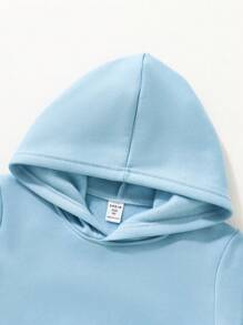 SHEIN Áo nỉ in hình bướm và khẩu hiệu dành cho bé gái tuổi teen - Màu xanh nhạt - Xem 4