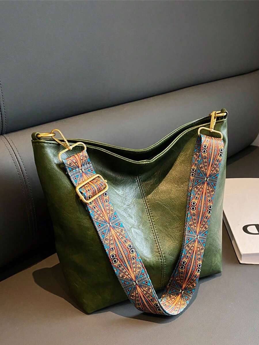 Yogodlns Casual Zipper Shoulder Bag, Retro Style Large Capacity Crossbody Bag For Work & Schoolmatching , Bag, Gifts, Outfit,Perfect For Dress,Wedding Dress,Formal Dresses For Women,Prom Dress, Dress,Birthday Dress, - Olive Green - View 1