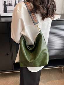 Yogodlns Casual Zipper Shoulder Bag, Retro Style Large Capacity Crossbody Bag For Work & Schoolmatching , Bag, Gifts, Outfit,Perfect For Dress,Wedding Dress,Formal Dresses For Women,Prom Dress, Dress,Birthday Dress, - Olive Green - View 4