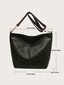 Yogodlns Casual Zipper Shoulder Bag, Retro Style Large Capacity Crossbody Bag For Work & Schoolmatching , Bag, Gifts, Outfit,Perfect For Dress,Wedding Dress,Formal Dresses For Women,Prom Dress, Dress,Birthday Dress, - Olive Green - View 6