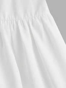 SHEIN Teen Girl Ruched Bust Ren Trim Ruffle Armhole Milkmaid Dress - trắng - Xem 4