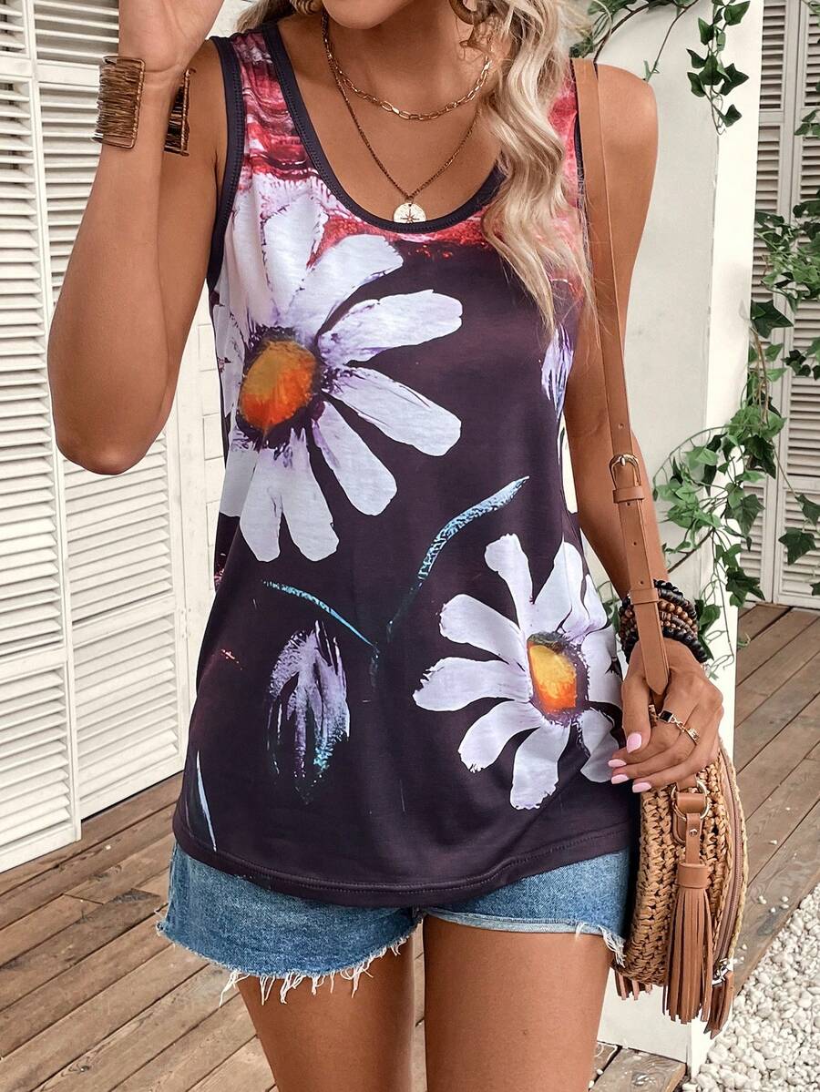 EMERY ROSE Top tank con estampado floral - Multicolor - Ver 1