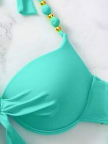 Swim Vcay 女士夏季海滩佩斯利印花前结聚拢比基尼套装