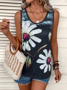EMERY ROSE Floral Print Tank Top - Multicolor - View 1