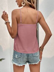 SHEIN Clasi 拼接水溶蕾絲吊帶上衣 - 粉色 - 查看 2