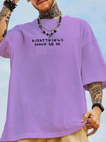 Manfinity Hypemode Men Cartoon & Letter Graphic Tee - Purple - View 2