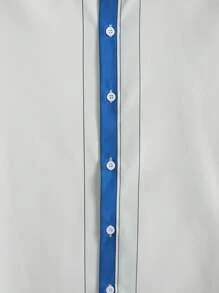 Manfinity RSRT Áo sơ mi nam in hoa tương phản không có áo thun, tay áo ngắn có nút lên khối màu đồ họa Áo sơ mi đi biển đi nghỉ - trắng - Xem 4