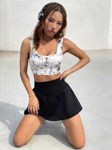 SHEIN EZwear 高腰手機口袋細節裙裤 - 黑色 - 查看 6