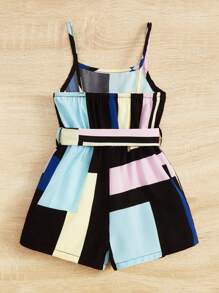 SHEIN Baby Colourblock Belted Cami Romper - Multicolor - View 2
