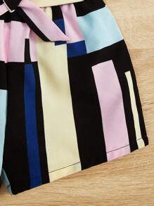 SHEIN Baby Colourblock Belted Cami Romper - Multicolor - View 4