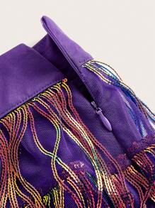 SHEIN ICON Trang phục mùa hè mùa xuân Lễ hội âm nhạc & Trang phục dự tiệc Váy nhiều mảnh tua rua hai tông màu dành cho nữ - Nhiều màu - Xem 3