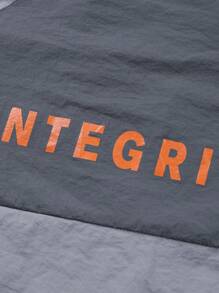 SHEIN Fitness Men Letter Graphic Zip Up Sports Jacket - Grey - View 6