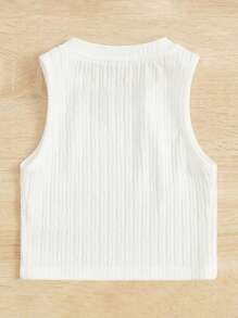 SHEIN Solid Color Casual Tank Top For Young Girls - White - View 2