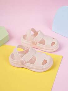 Girls Multi-way Wear Letter Patched Litchi Guốc dập nổi cho bãi biển - Hồng - Xem 3