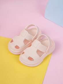 Girls Multi-way Wear Letter Patched Litchi Guốc dập nổi cho bãi biển - Hồng - Xem 4