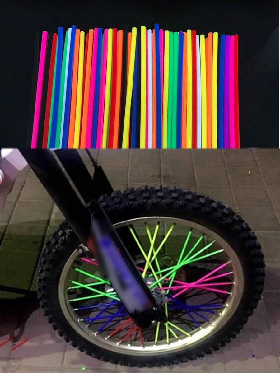 72pcs Random Color Universal Wear-Resistant Plastic Motorcycle Steel Wire Hub Cover - Multicolor - View 1