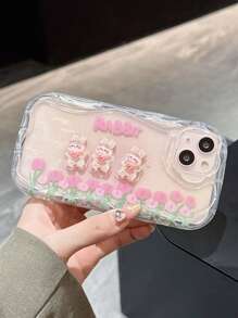 卡通兔子裝飾透明手機殼 - 彩色 - 查看 4