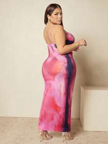 SHEIN SXY Đầm Plus Size Lộ Lưng Tất cả trên in Giải trí - Nhiều màu - Xem 2