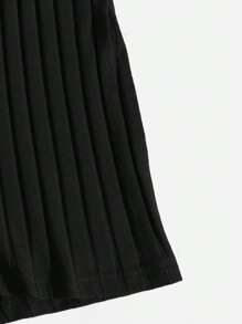 SHEIN EZwear Plus Mock Neck Ribbed Knit Romper - Black - View 4