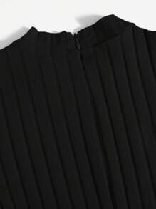 SHEIN EZwear Plus Mock Neck Ribbed Knit Romper - Black - View 5