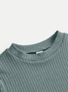 SHEIN 青少年女孩小高領T恤和喇叭褲 - 薄荷綠 - 查看 4