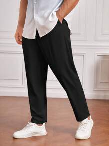 EASEVO Men Plus Solid Slant Pocket Pants, For Fall