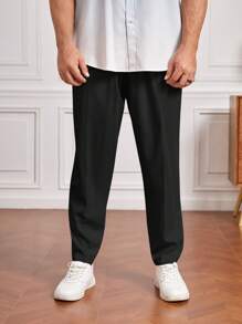 EASEVO Men Plus Solid Slant Pocket Pants, For Fall