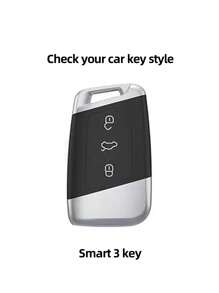 1 pieza Funda de llave de coche con diseño de diamante de imitación TPU con acollador compatible con Volkswagen - Multicolor - Ver 4