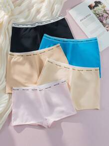 SHEIN 5 chiếc quần short thắt lưng bằng băng chữ cái - Nhiều màu - Xem 3