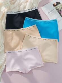 SHEIN 5 chiếc quần short thắt lưng bằng băng chữ cái - Nhiều màu - Xem 2