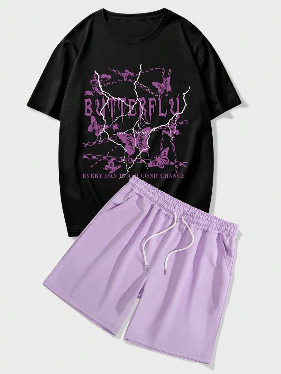 ROMWE MEN Street Life Bộ hai mảnh Nam Dây kéo Túi Lá thư Loại bướm Đường phố - Nhiều màu - Xem 1