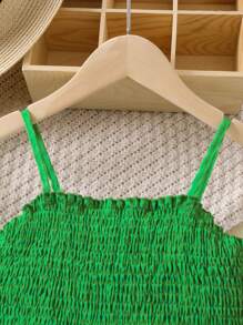 SHEIN Toddler Girls Ruffle Hem Cami Dress - Green - View 3