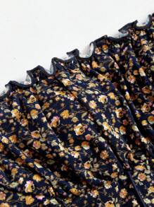 Soleia Ruched Bust Lettuce Trim Ditsy Floral Cami Top - Multicolor - View 5