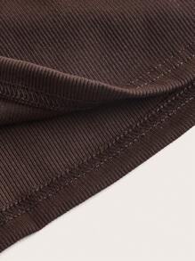 SHEIN ICON Áo hai dây mép màu trơn Giải trí - Cà phê nâu - Xem 4