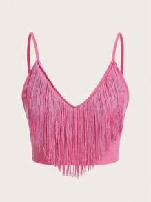 SHEIN ICON Áo hai dây mép màu trơn Hấp dẫn - Hồng - Xem 1