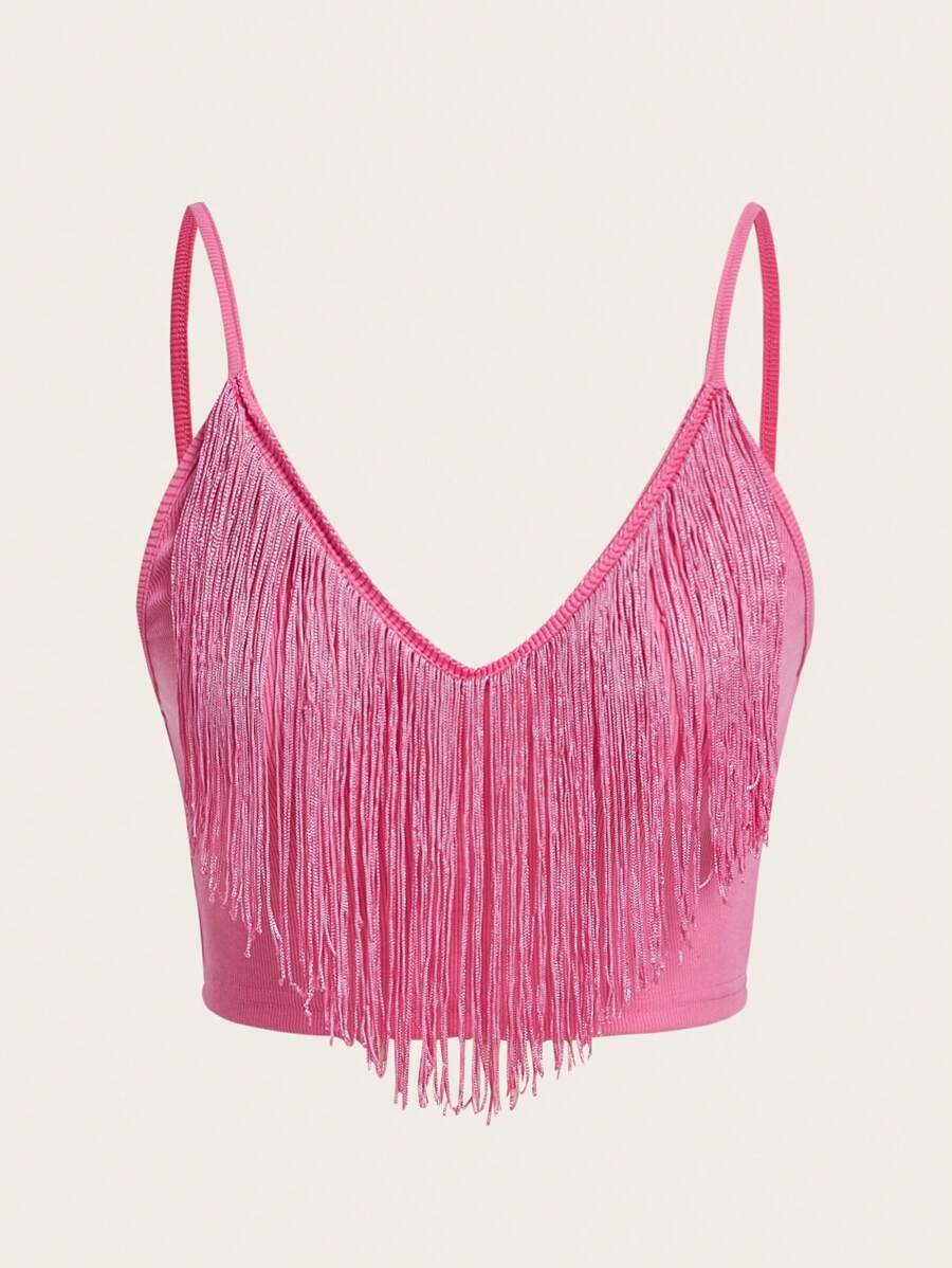 SHEIN ICON Áo hai dây mép màu trơn Hấp dẫn - Hồng - Xem 1