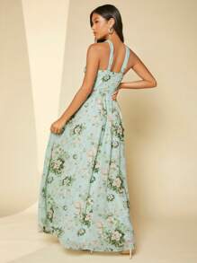 SHEIN Belle 花卉印花挂脖连衣裙 - 彩色 - 查看 2